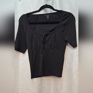 J. Crew Black Ribbed Knit Top